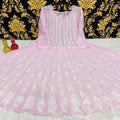 Pink Lucknow Chikankari Anarkali Gown 56 inch Kali