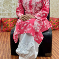 🌼 Pink Lucknowi Fusion Monochromatic Cotton Printed Kurta with Chikan Afghani Set 🌼