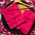Pink Luxurious 3D Viscose Kurti and Plazo Set