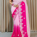 🌈 Pink Multi-Color Sequins Splendor Georgette Saree Set 🌟