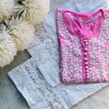 Pink Premium Beautiful Modal Kurti paired with a Lace Palazzo