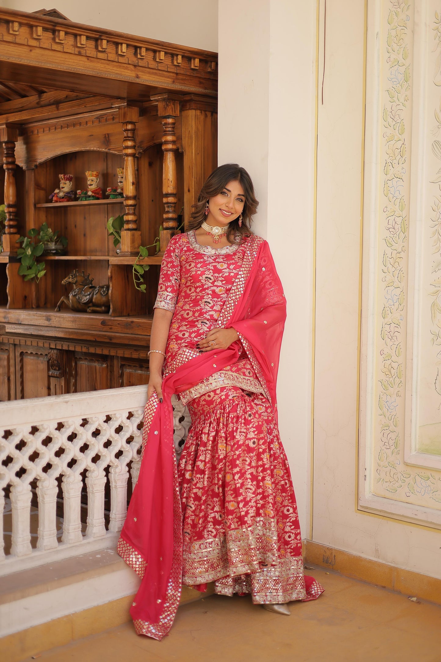 Pink Premium Designer Readymade Top-Gharara-Dupatta Collection - Inayakhan Shop 
