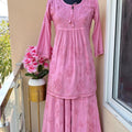 Pink Premium Modal Silk Chikankari Kurti and Gharara Set Limited Stock