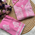 Pink Premium Rayon Lucknow Chikankari Kurti and Pallazo Set