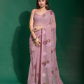 Pink Stunning Heavy Georgette Saree with Fancy Sequins Embroidery