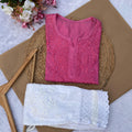 Pink Summer Breeze Dobby Cotton Short Kurti With Pant