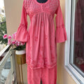 Pink Vibrant Dyeable Mul Mul Cotton Kurti & Afgani Pant Cord Set (Premium Quality)