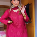 Deep Pink Viscose Chikankari Kurti Set with 3D Handwork Inner included