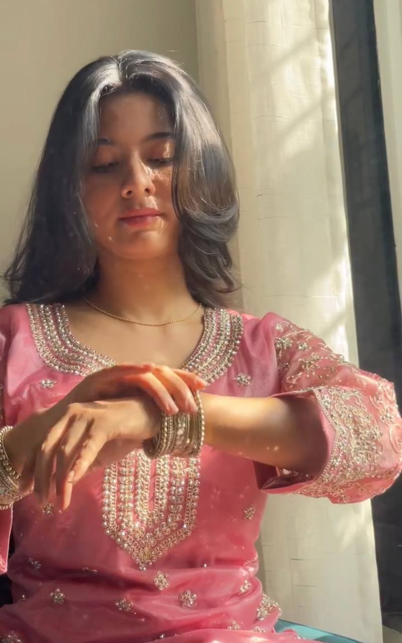 Pink Ethereal Silk Embroidered Ensemble Eid Special