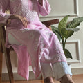 Pink Premium Heavy Lucknow Chikankari GULAB Modal Kurti with Handwork Lycra Pant