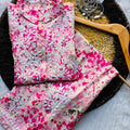 Pink Floral Handcrafted Lucknow Chikankari Beautiful Printed MulMul Co-ord Designer