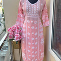 Peach Premium Rayon Kurti with Palazzo Set Lucknow Chikankari Handwork