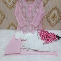 Light Pink Lucknawi Chikankari Georgette Full Jaal Sharara 4 Pc Set