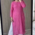 Pink Lucknowi Chikankari Rose Viscose Georgette Kurta Set