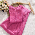 Pink Pure Mal Mal Dyed Gharara Co-ord Set with Lucknow Chikankari Work