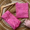Pink Premium Lucknow Chikankari Cotton Short Frock Dhoti Co-ord Set