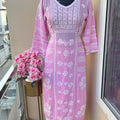Pink Premium Rayon Kurti with Palazzo Set Lucknow Chikankari Handwork