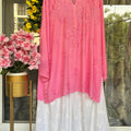 Pink Lucknowi Chikankari Plus Size Premium Rayon Short Kurti & Pallazo Set ✨ (Upto 6 XL)