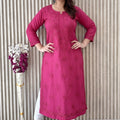 Pink Exquisite Lucknow Chikankari Mukesh Work Kurti Set