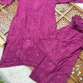 Pink Premium Rayon Chikankari Kurti Palazzo Set – Lucknowi Handwork | Sizes 36–48