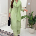 Pistachio Green Ethereal Dyeable Modal Chikankari Kurta Set New Color