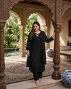 Classic Black Ethereal Dyeable Modal Chikankari Kurta Set (Plus Sizes)