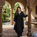 Classic Black Ethereal Dyeable Modal Chikankari Kurta Set (Plus Sizes)