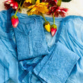 Powder Blue 🌻 Exclusive Dobby Cotton Full Dyeable 3-Piece Set with Chiffon Dupatta 🌻