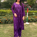 Purple Premium Chikankari Cord Set with Mukesh Golden Work