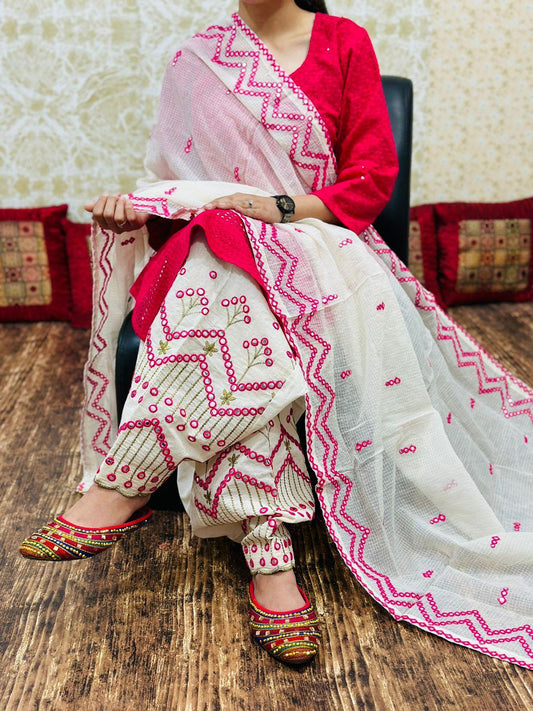 Pretty in Pink: Pink Chikan Embroidered Kurti with Cutwork Embroidery and Mirror Work - Inayakhan Shop 
