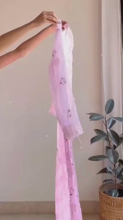 Buy 1 Get 1 Combo Price Chikankari Elegance Ombré Mirror Booti Jaal Set (Aqua Blue / Mauve)