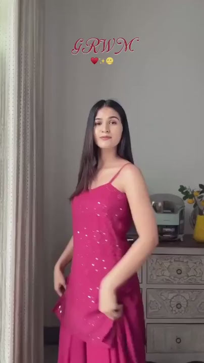 Lavendar Handcrafted Lucknow Chikankari Strappy Gharara Set (New)