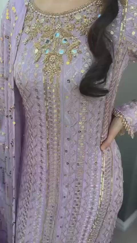 Mauve Magic Premium Designer Pakistani Style Ready-to-Wear Set