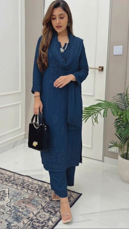 Maroon Ethereal Dyeable Modal Chikankari Kurta Set (New)