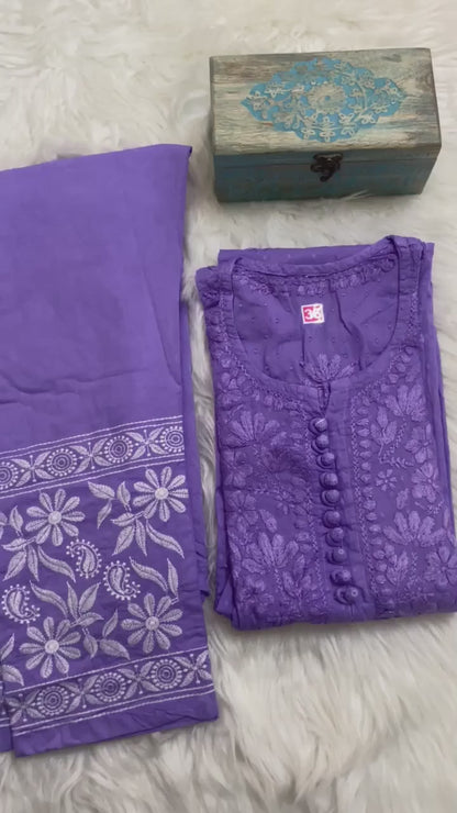 Light Melon Pink Cotton Chikankari Hand Work Kurti Suits Online Plus Sizes