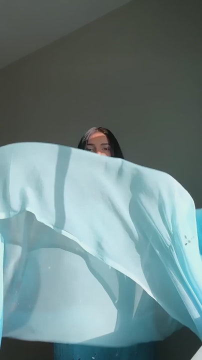 Set of 2 Combo Price Chikankari Elegance Ombré Mirror Jaal Set (Aqua Blue / Bottle Green)