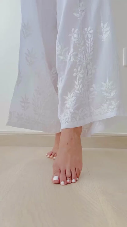 Classic White Ethereal Dyeble Modal Chikankari Kurta Set