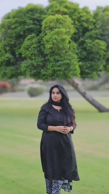 Purple Most Demanded Lucknow Chikankari Dobby Cotton Palazzo 3-Piece Set (Plus Sizes)