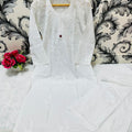 Pure White Chikankari Bliss Combo: Dyeable Pure Cotton Kurti & Palazzo Set
