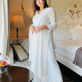 Pure White Classy Luxe Original Chikankari Bliss: Premium Viscose Set with Sharara