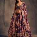 Purple Blossom Beauty Floral Custom Bridesmaid Lehenga with Big Flair