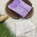 Purple Chanderi Silk Lucknow Chikankari Kurti Set