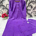 Purple Chikankari Bliss Combo: Dyeable Pure Cotton Kurti & Palazzo Set