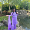 Purple Chikankari Elegance Ombré Mirror Booti Jaal Set - Kurti, Sharara & Dupatta -(Inner Included)