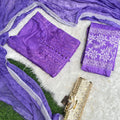 Purple Chikankari Handwork Cotton Dyeable Set , Dobby Bundi Dupatta from Lucknow