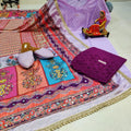 Purple Chikankari Kurta and Purple Pallazo With Jutti and Beautiful Multicolor Pakistani Mirror Dupatta