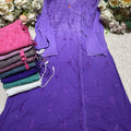 Purple Cotton Angrakha Style Kurti with Lucknow Chikankari