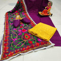 Purple Cotton Phulkari Suit with Beautiful Chikan & Sequins Embroidery Work Shopping Online