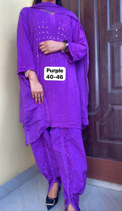 Purple Dhoti Coord Combo 3 Pc Set - Inayakhan Shop 