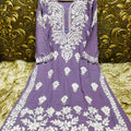 Purple Exquisite Lucknowi Chikankari Modal Kurti with White Rayon Palazzo